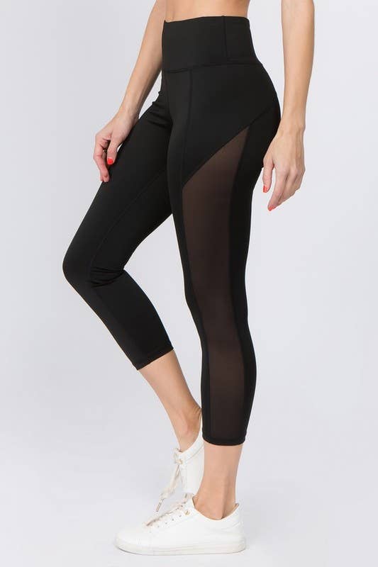 Mesh Side Workout Capri Wt/Pocket