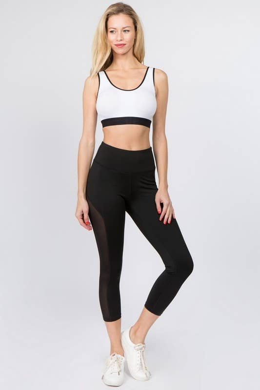 Mesh Side Workout Capri Wt/Pocket