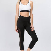 Mesh Side Workout Capri Wt/Pocket