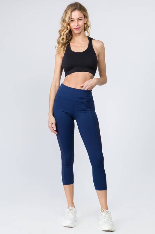 Mesh Side Workout Capri Wt/Pocket