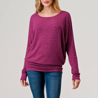 Round Neck Brushed Knit Longsleeve Dolman