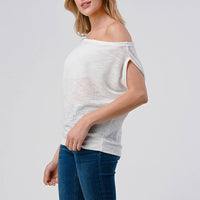 Off-Shoulder Knitted Short Sleeve Dolman