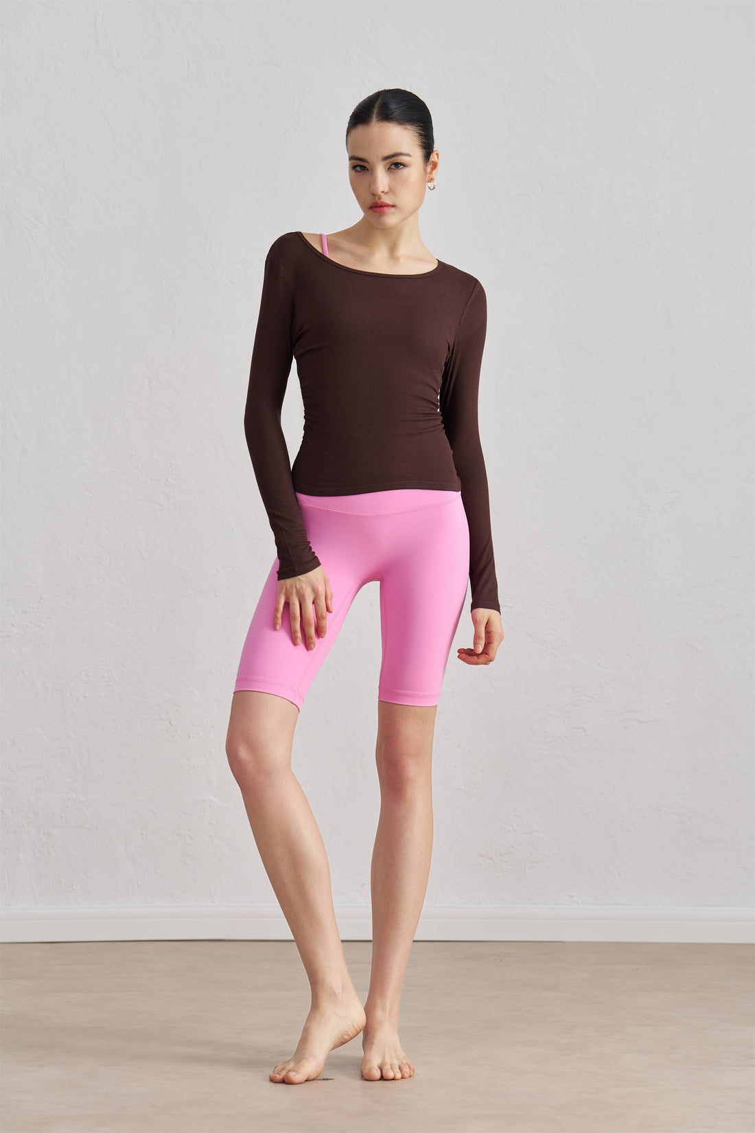 Julia Side Ruched Ribbed Long Sleeve Top