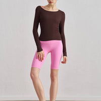 Julia Side Ruched Ribbed Long Sleeve Top