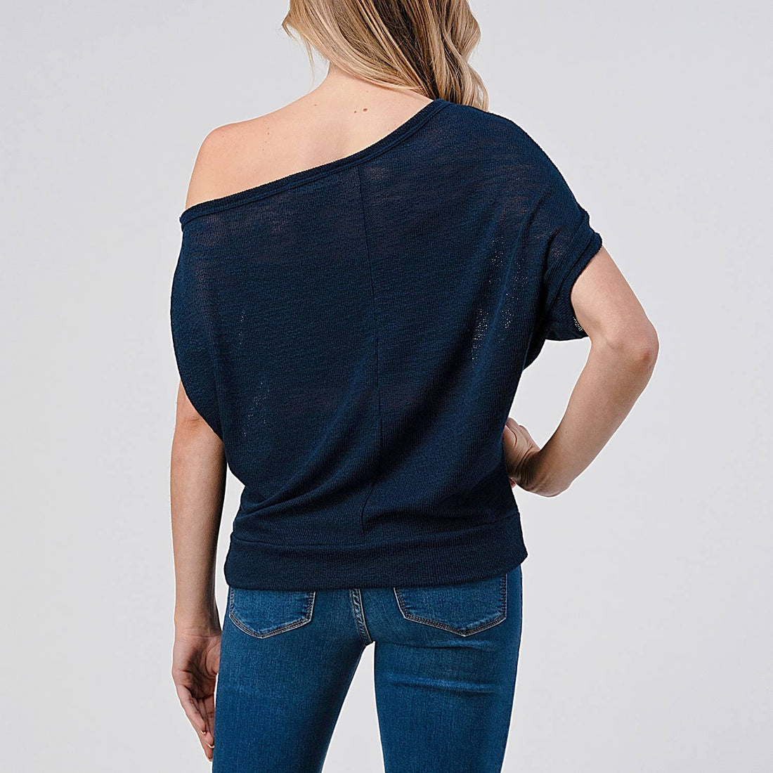 Off-Shoulder Knitted Short Sleeve Dolman