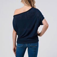 Off-Shoulder Knitted Short Sleeve Dolman
