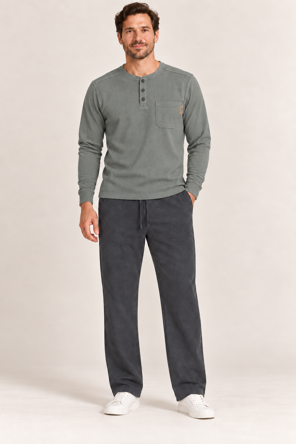 Men’s Long Sleeve Pocket Henley