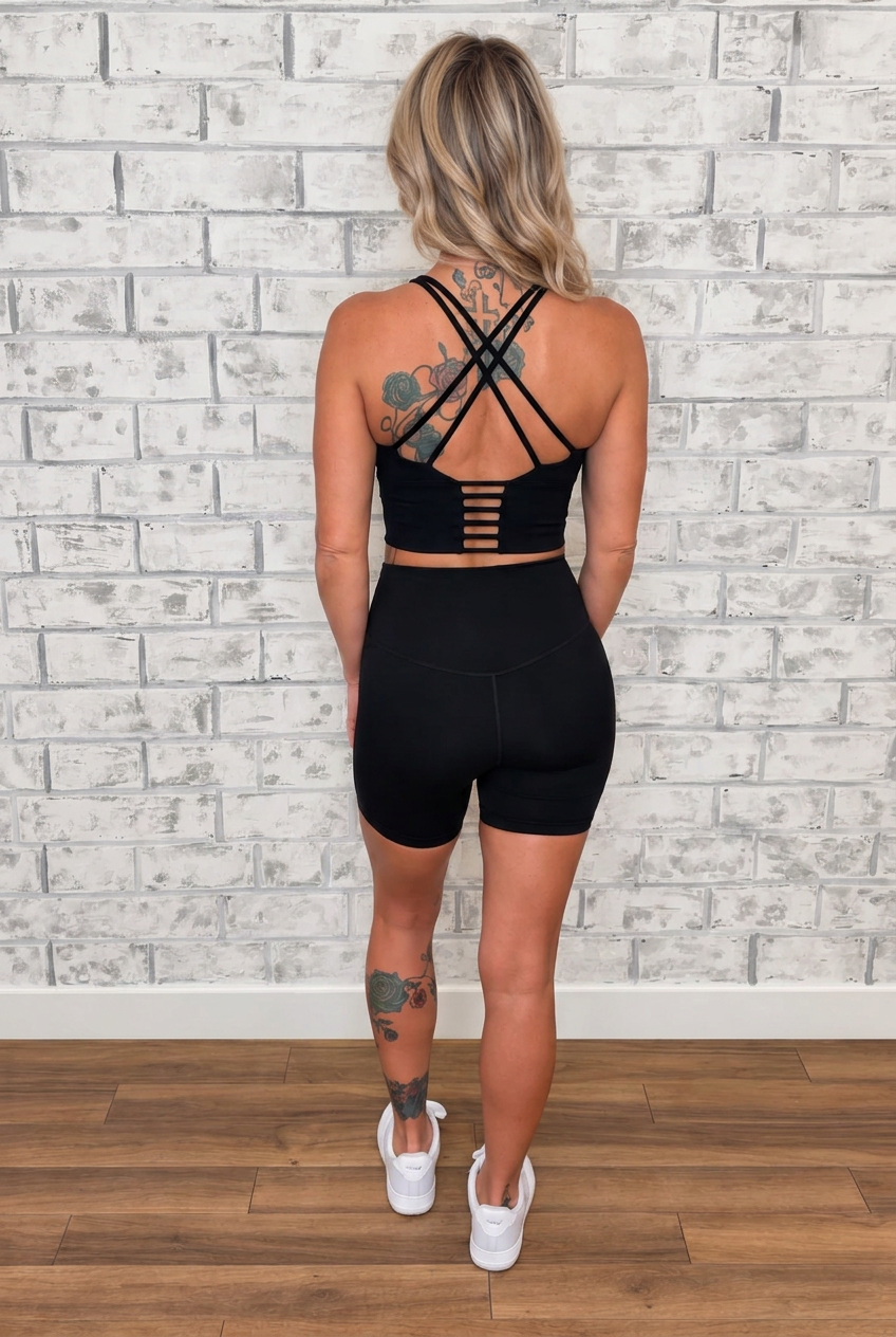 Janel Crop Bra Top black back-view preview