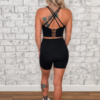 Janel Crop Bra Top black back-view preview