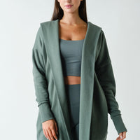 Open Front Longline Hooded Cardigan