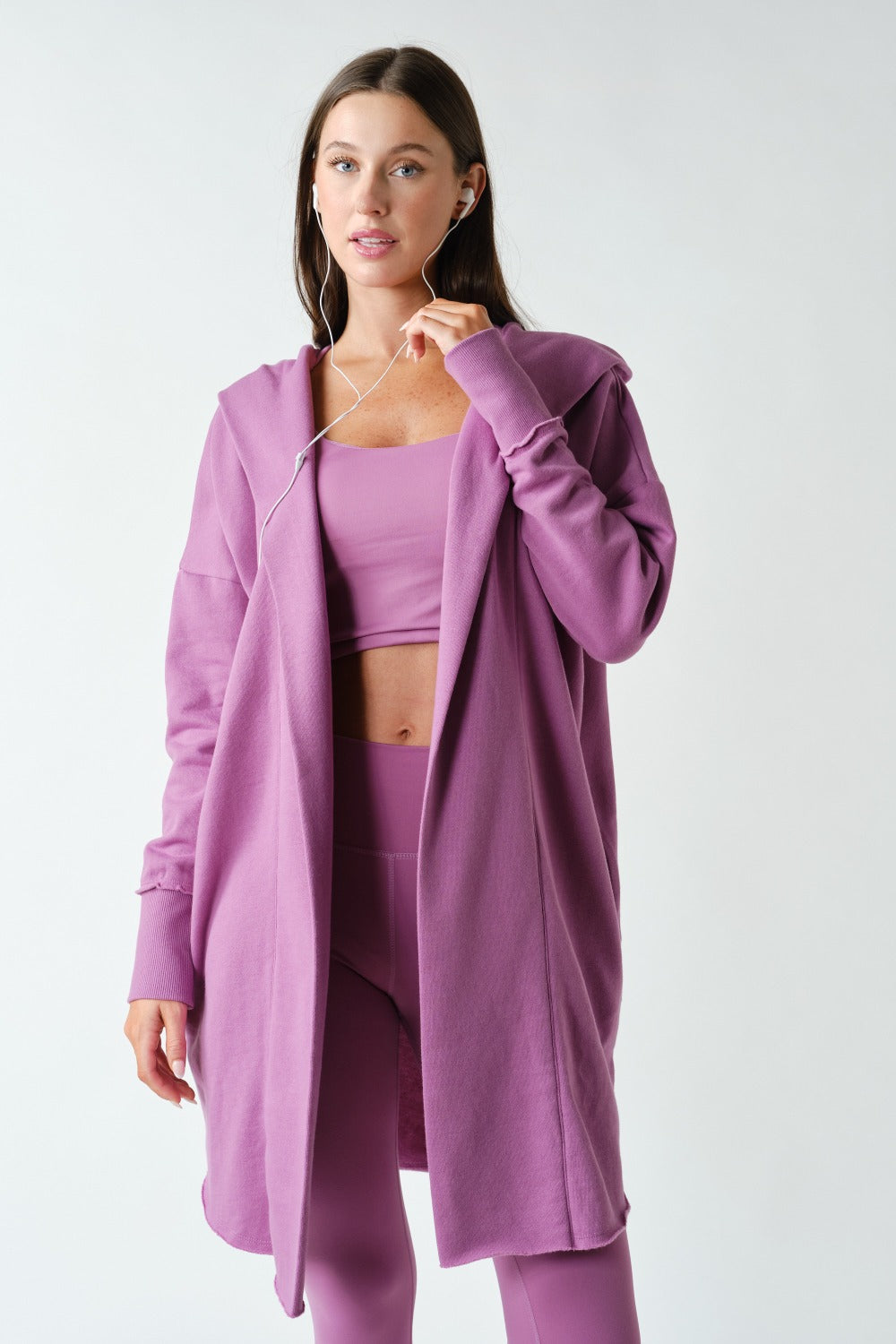 Open Front Longline Hooded Cardigan