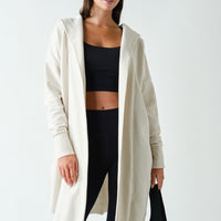 Open Front Longline Hooded Cardigan