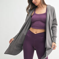 Open Front Longline Hooded Cardigan