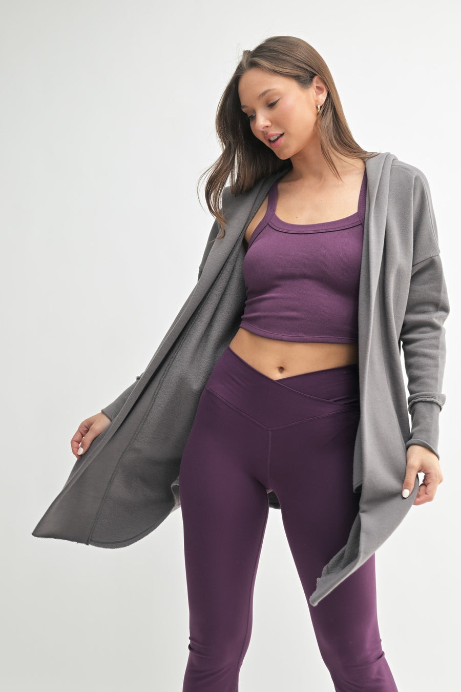 Open Front Longline Hooded Cardigan