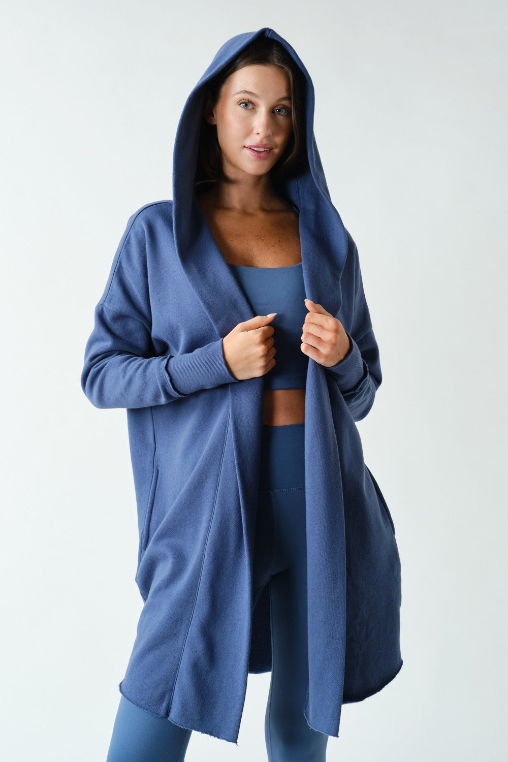 Open Front Longline Hooded Cardigan