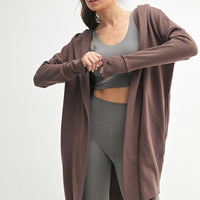 Open Front Longline Hooded Cardigan