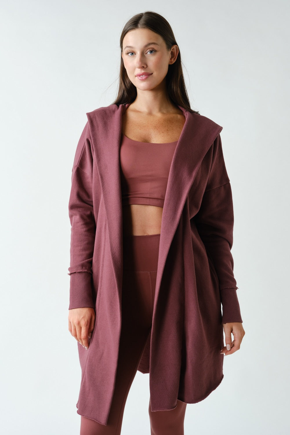 Open Front Longline Hooded Cardigan