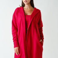 Open Front Longline Hooded Cardigan