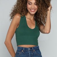 C'est Moi Bamboo  V-Neck Ribbed Top